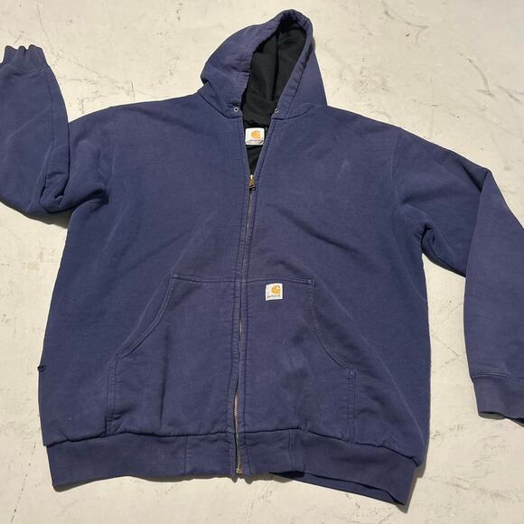 Carhartt Men’s J149 Navy Thermal Lined Hoodie Sweatshirt - Picture 1 of 5